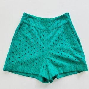 Vicky Tcherassi Green Eyelet Shorts Size Small High Waist Dressy Beach Vacation